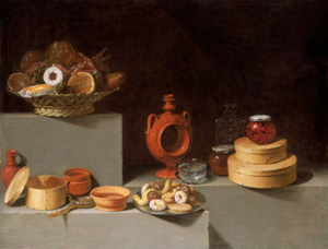 Still life with sweets and pottery - Leon
